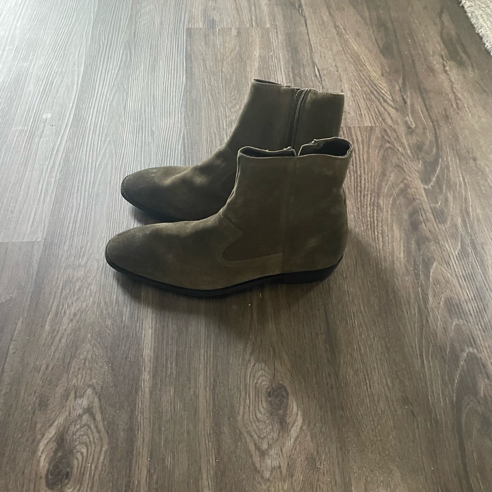 Men's Suede Ankle Boots - Olive Green